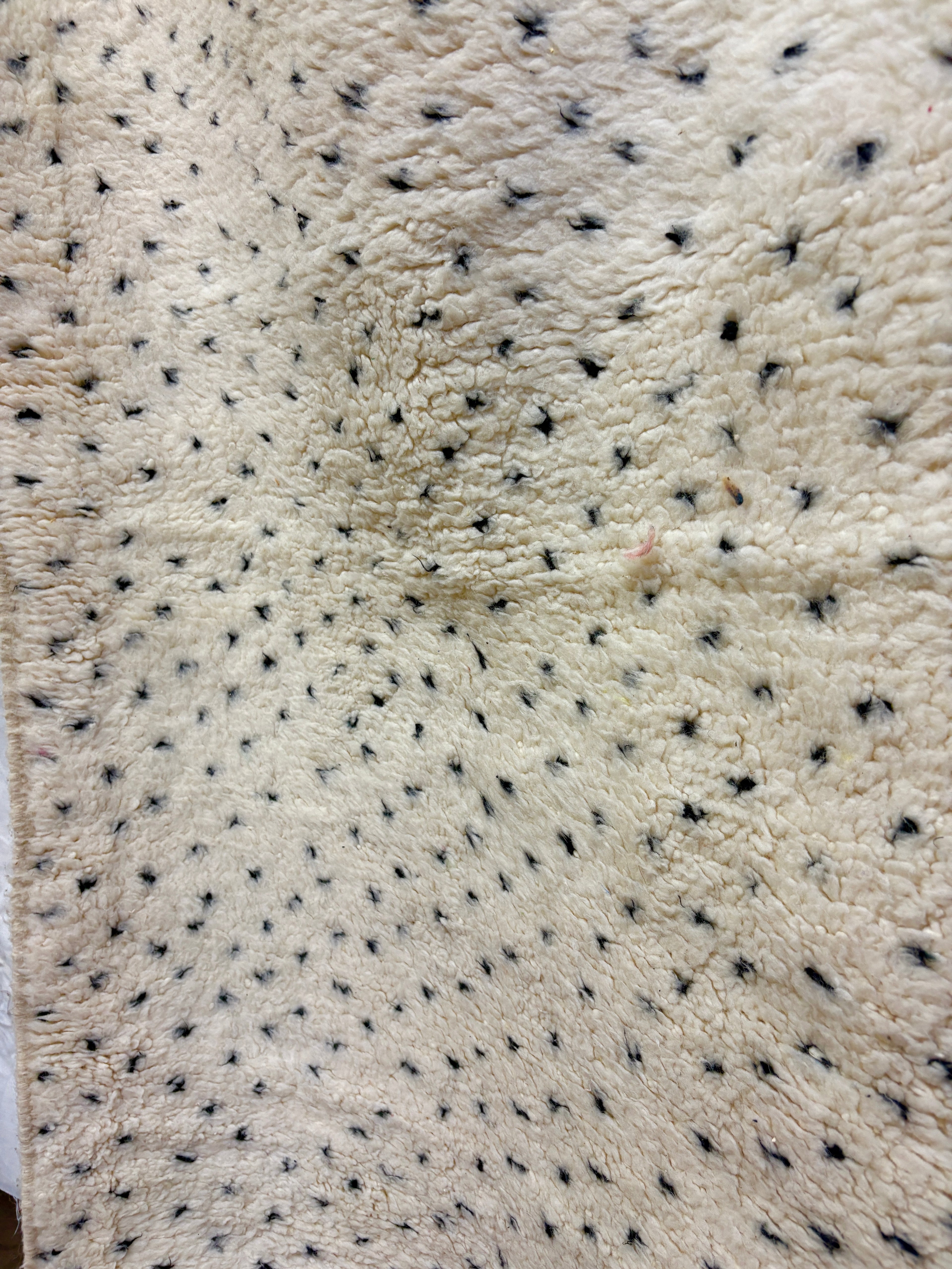 Beni Ourain Moroccan Runner in Ivory Wool with Scattered Black Speckle