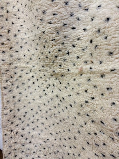 Beni Ourain Moroccan Runner in Ivory Wool with Scattered Black Speckle