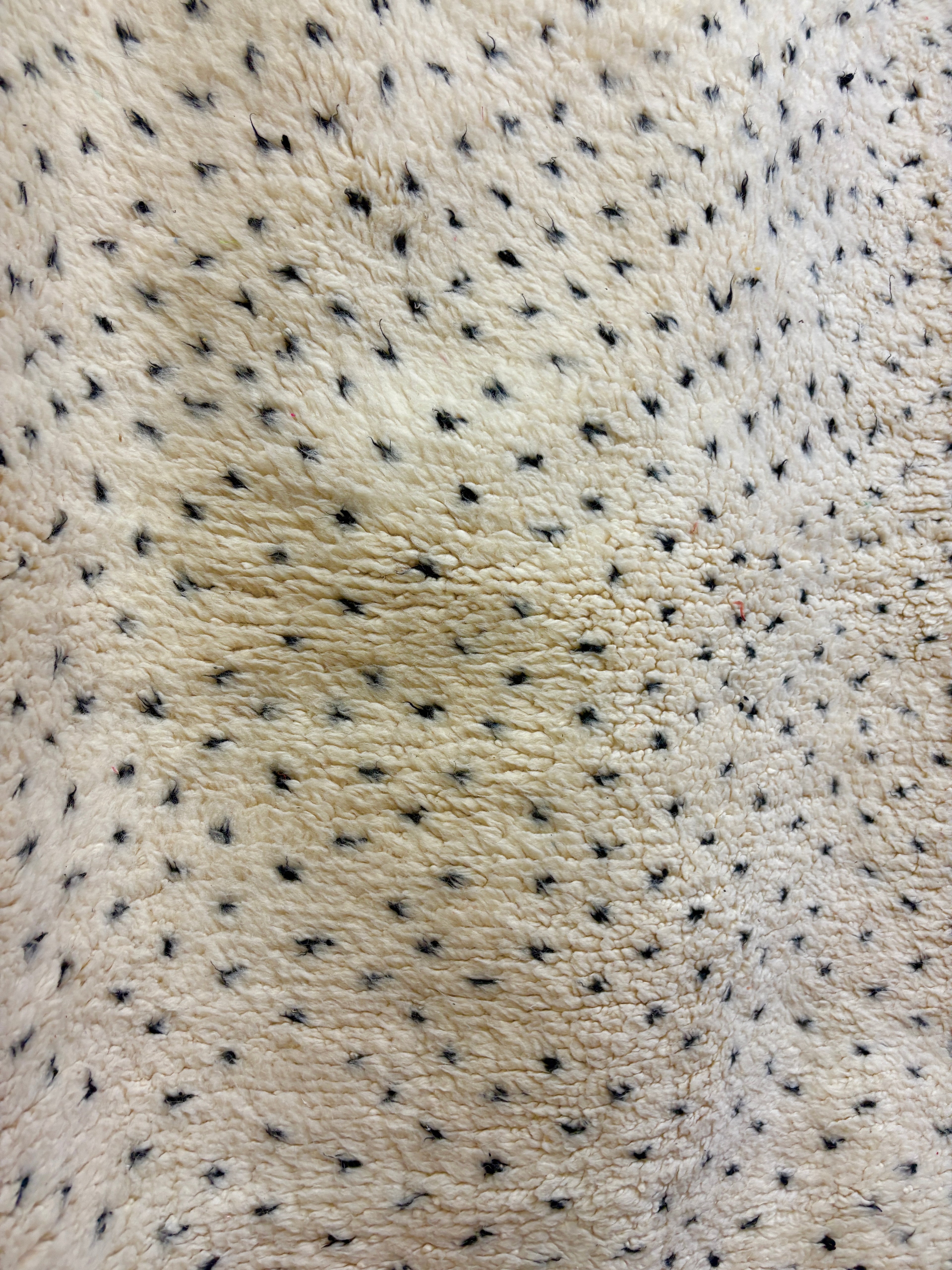 Beni Ourain Moroccan Runner in Ivory Wool with Scattered Black Speckle