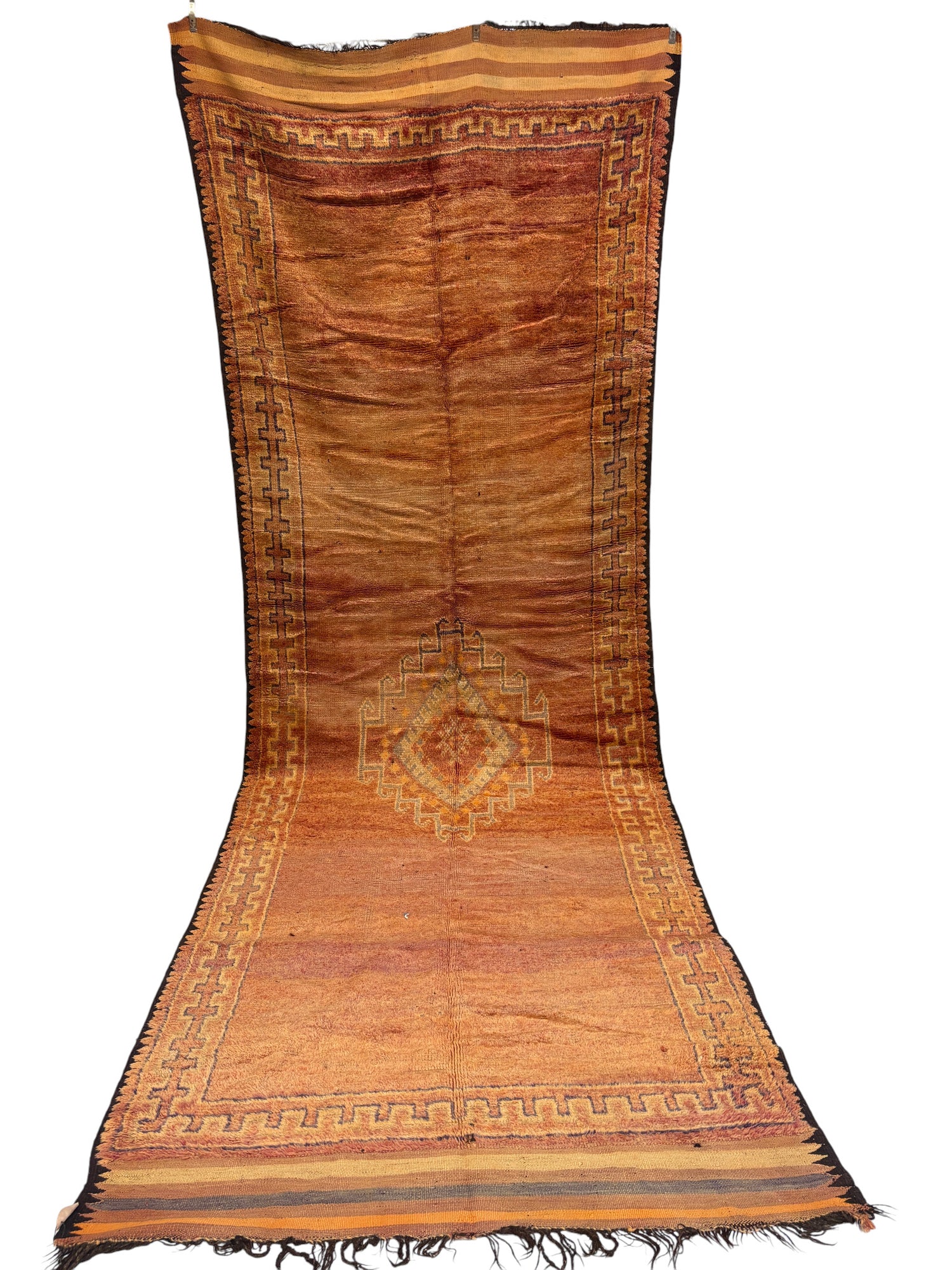 Vintage Aït Bou Ichaouen Rug in Burnt Sienna Wool
