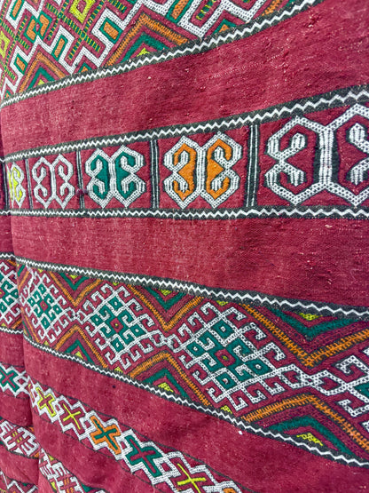 Kilim with Crimson Field and Repeating Glyph Bands