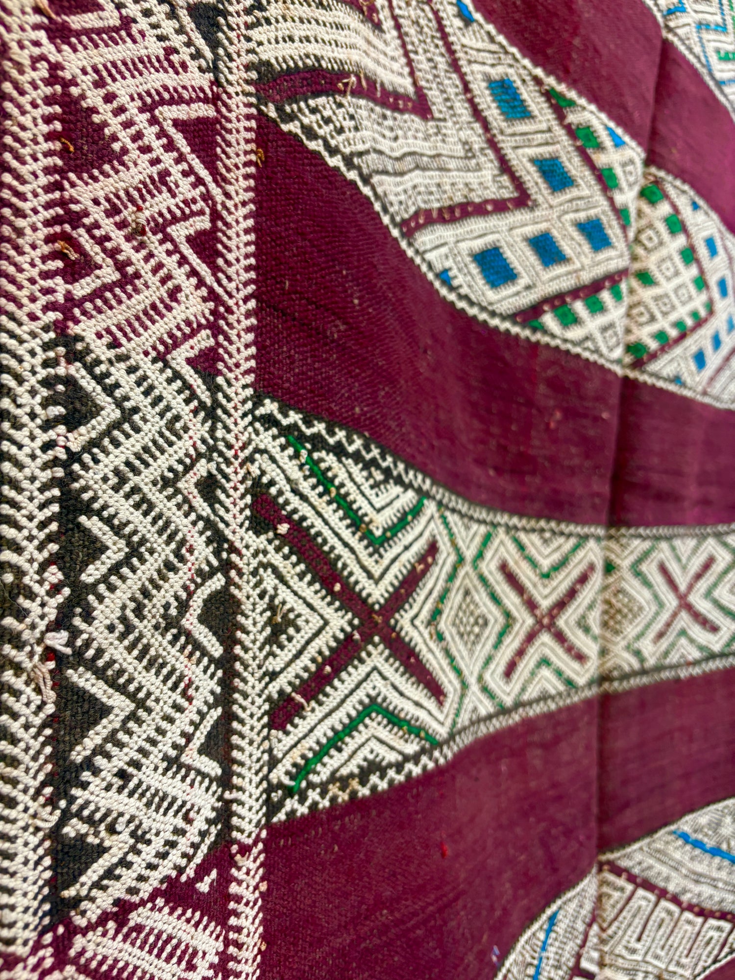Zemmour Kilim with Aubergine Ground and Ivory Brocaded Bands