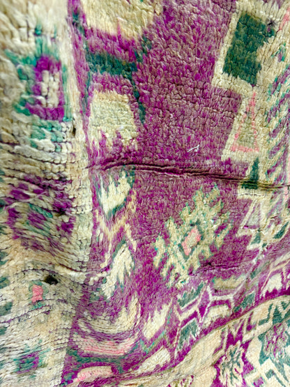 Vintage Boujaad Rug with Aubergine Field and Stepped Diamond Medallion