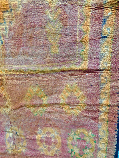 Vintage Boujaad Rug with Sun-Faded Saffron and Rose Field