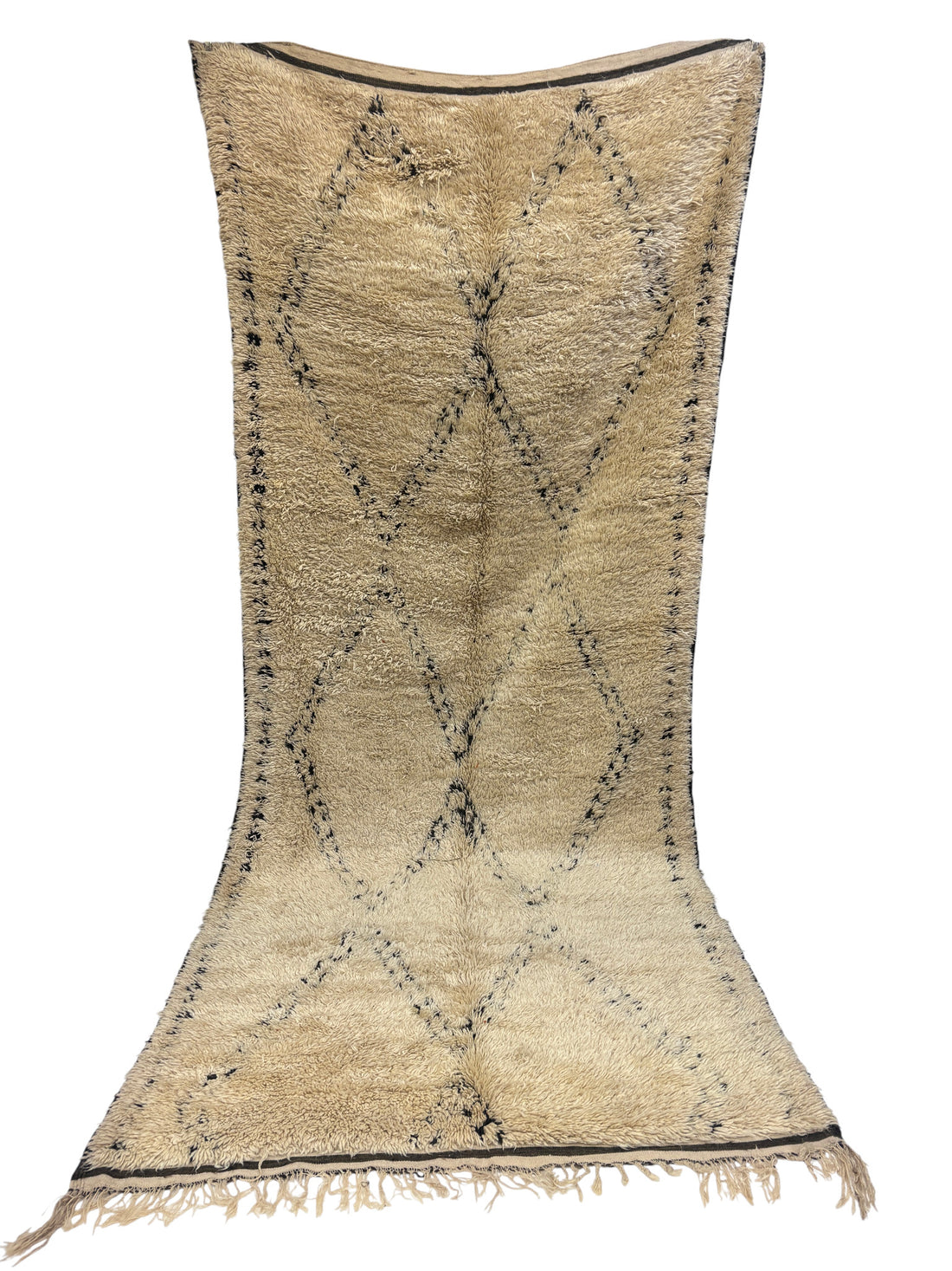 Vintage Beni Ourain Runner with Faded Diamond Lattice