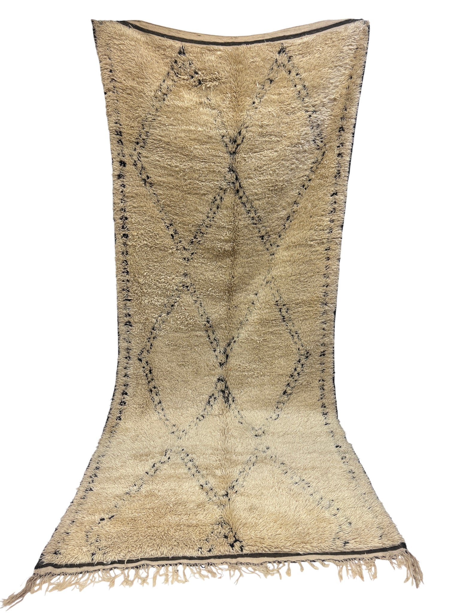 Vintage Beni Ourain Runner with Faded Diamond Lattice