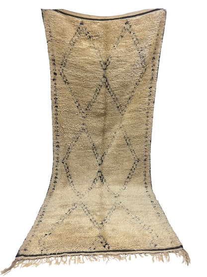 Vintage Beni Ourain Runner with Faded Diamond Lattice