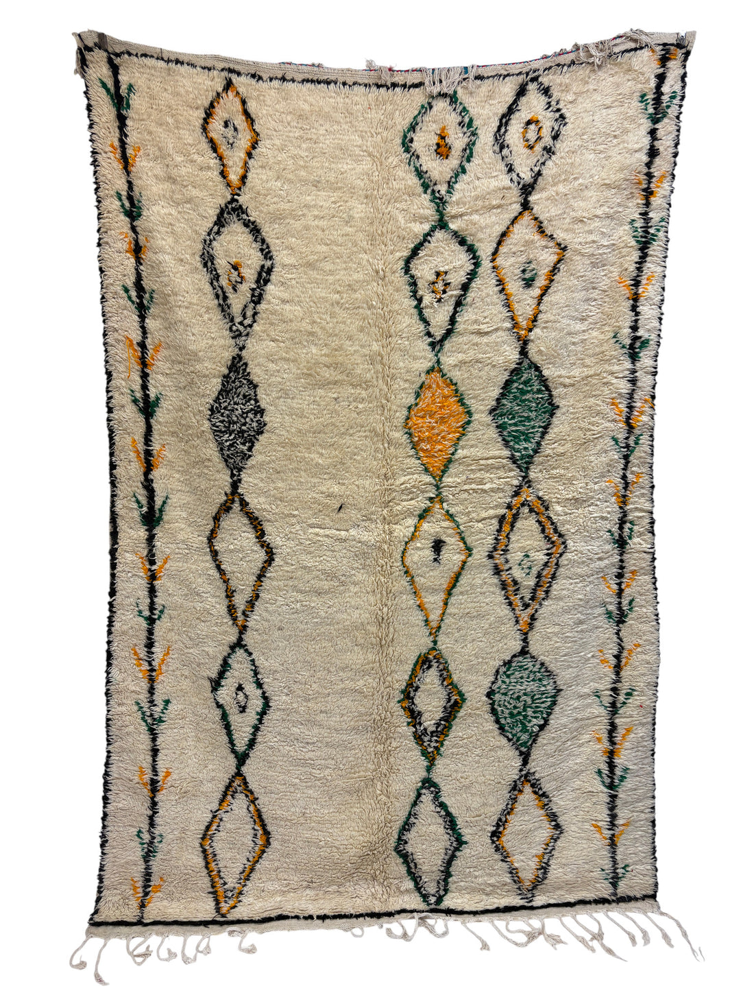 Azilal Rug with Ivory Field and Stacked Diamond Columns