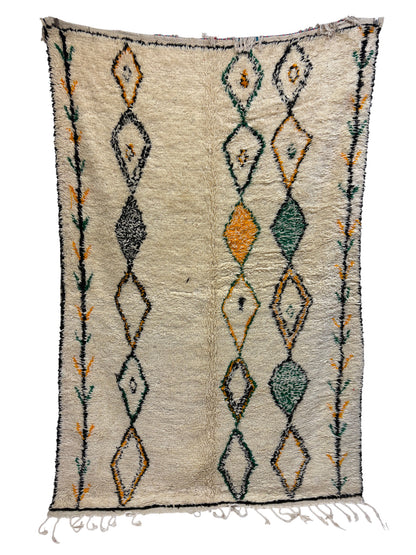 Azilal Rug with Ivory Field and Stacked Diamond Columns