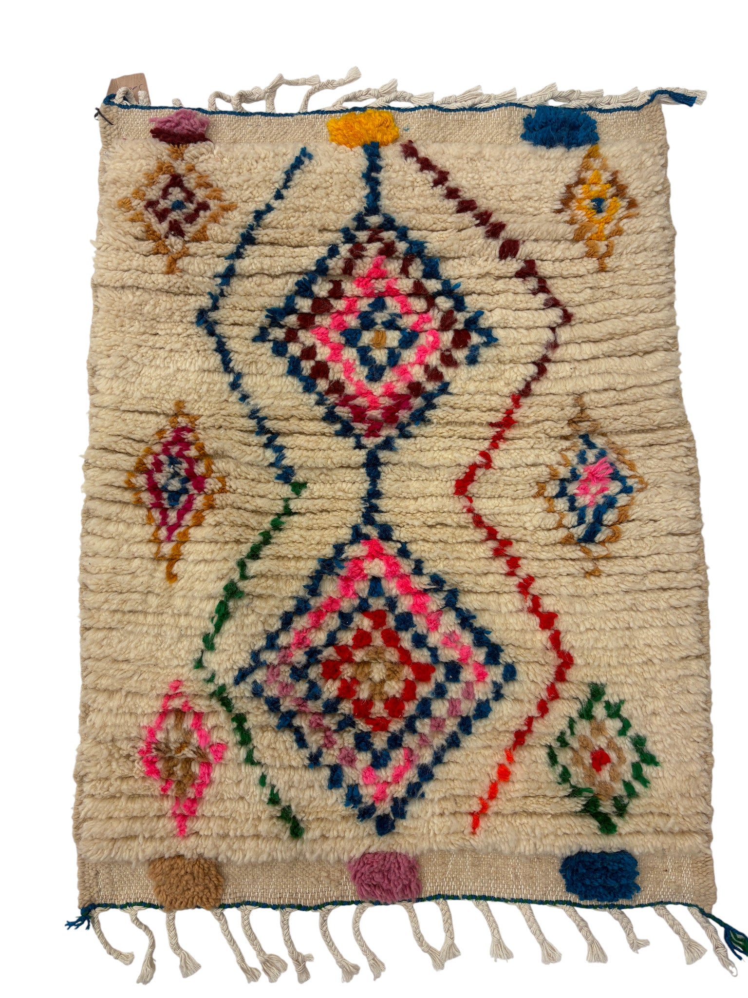 Handwoven Azilal Berber Accent Rug in Ivory Wool