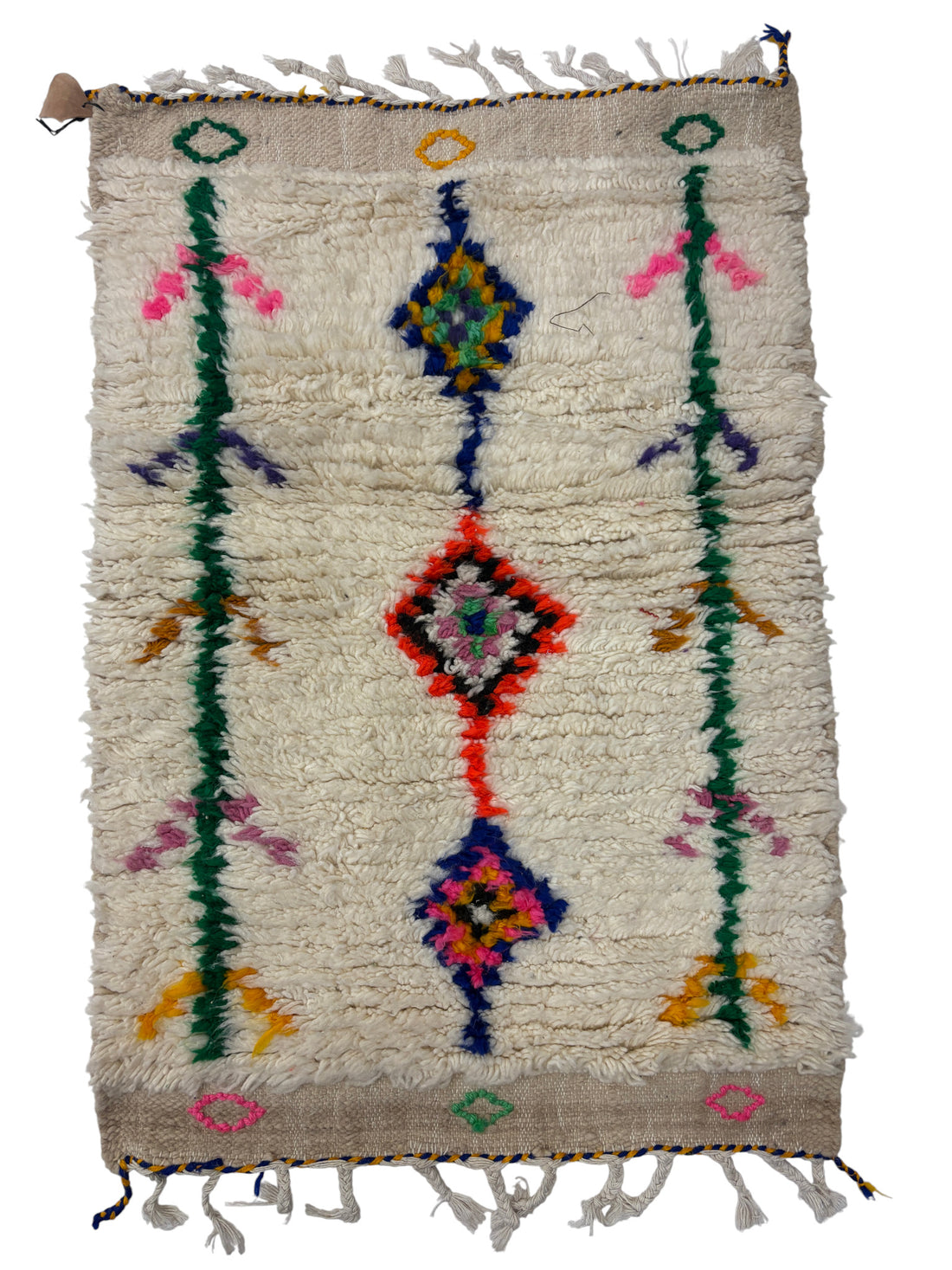 Handwoven Azilal Berber Accent Rug in Ivory Wool