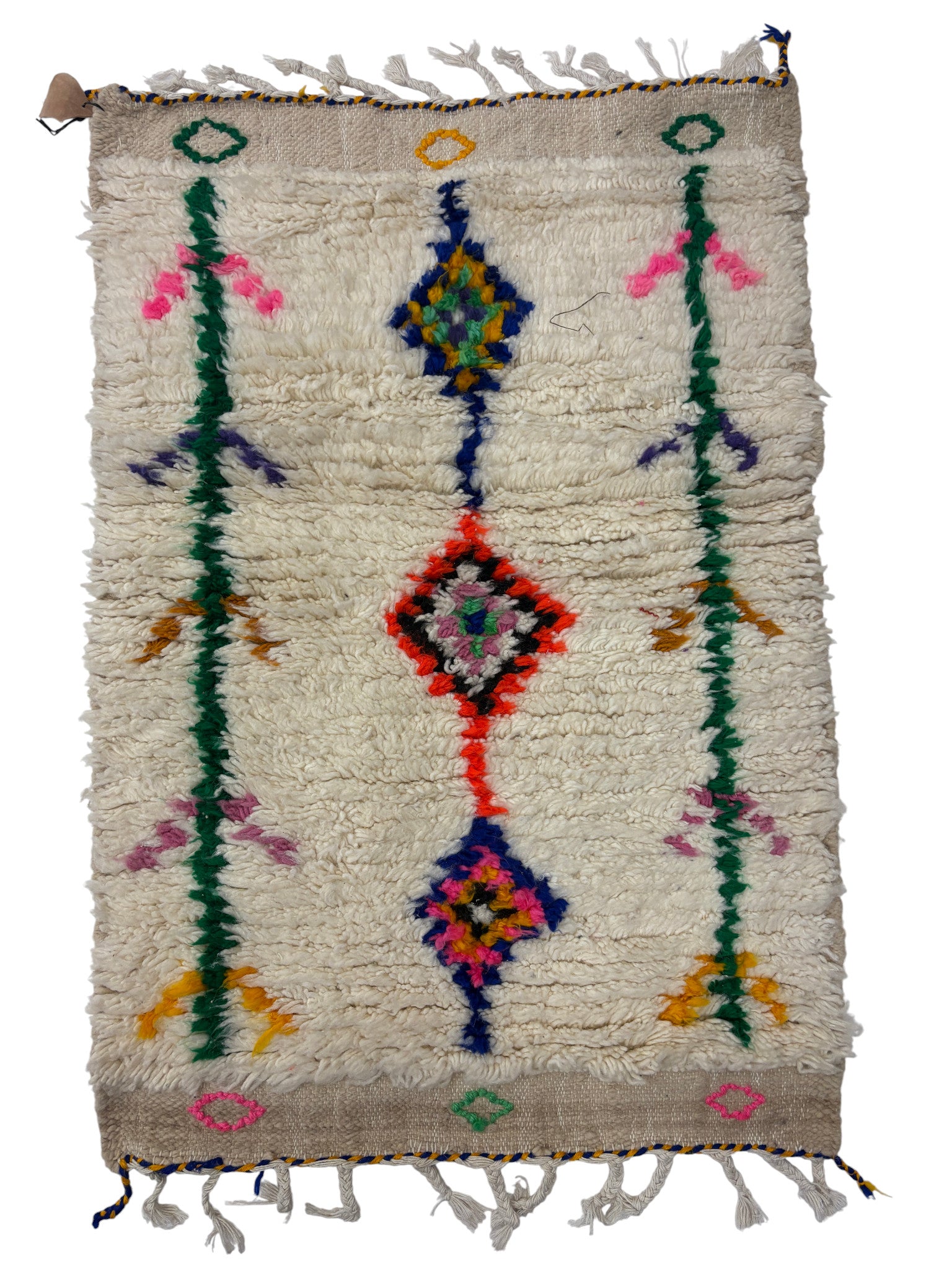 Handwoven Azilal Berber Accent Rug in Ivory Wool