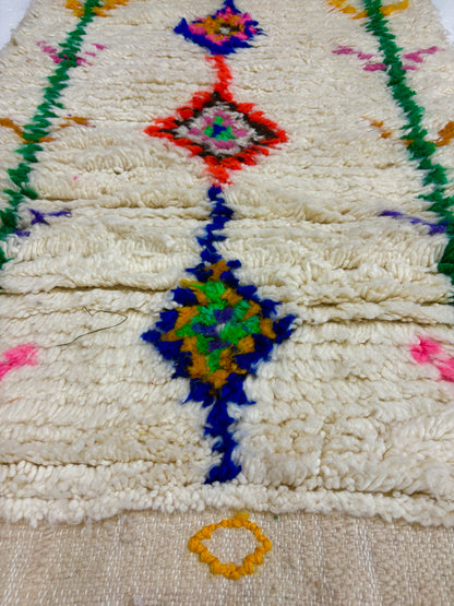 Handwoven Azilal Berber Accent Rug in Ivory Wool