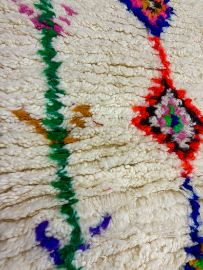 Handwoven Azilal Berber Accent Rug in Ivory Wool