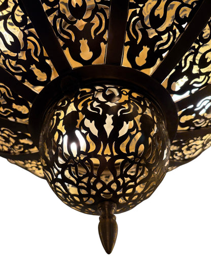 Intricate Filigree Brass Chandelier