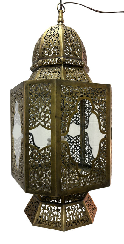 Artisanal Brass Moorish Filigree Lamp