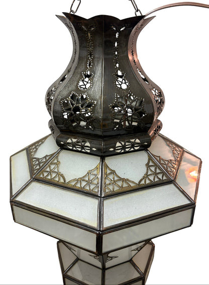 Arabesque Frosted White Glass Lamp