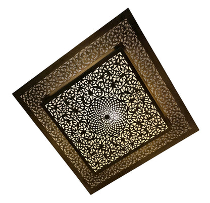 Layered Square White Glass Brass Lamp