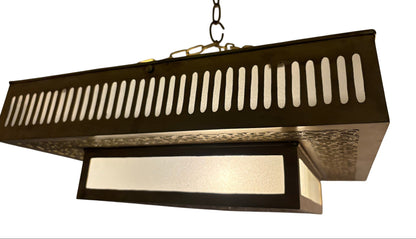 Layered Square White Glass Brass Lamp