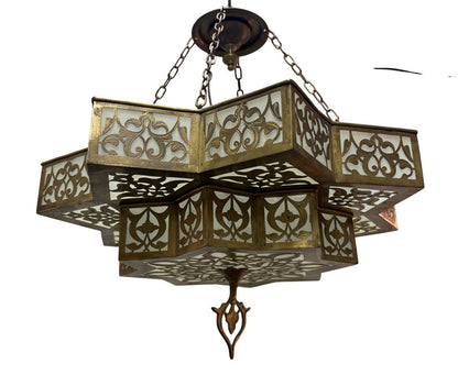 White Glass Brass Star Lamp