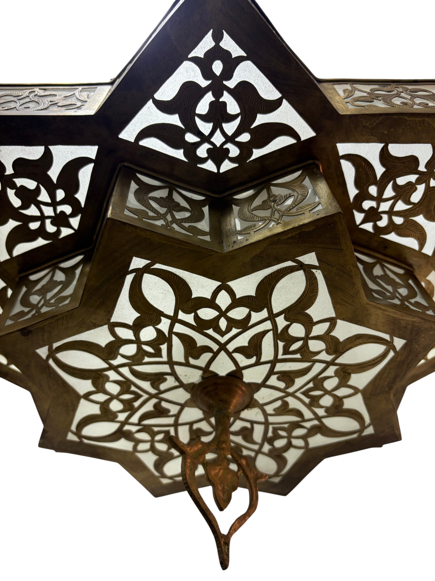 White Glass Brass Star Lamp