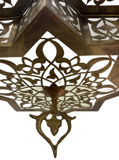 White Glass Brass Star Lamp