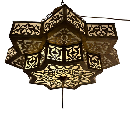 White Glass Brass Star Lamp