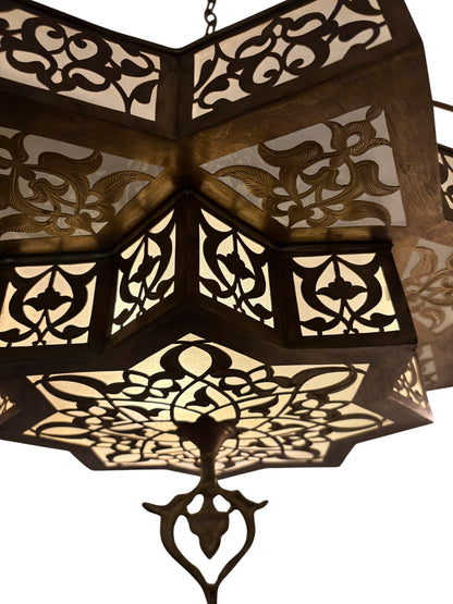 White Glass Brass Star Lamp