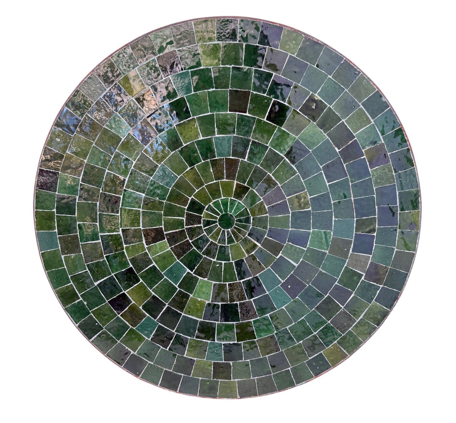 24" Green Mosaic Round Tile Table Top