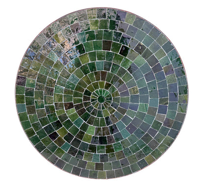 24" Green Mosaic Round Tile Table Top
