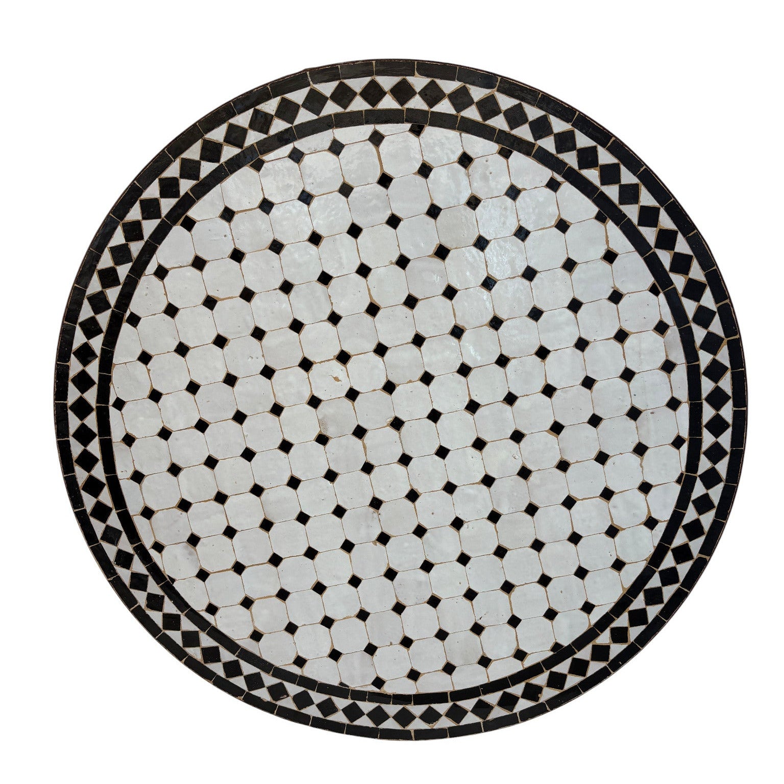 36" Black and White Mosaic Tile Table Top