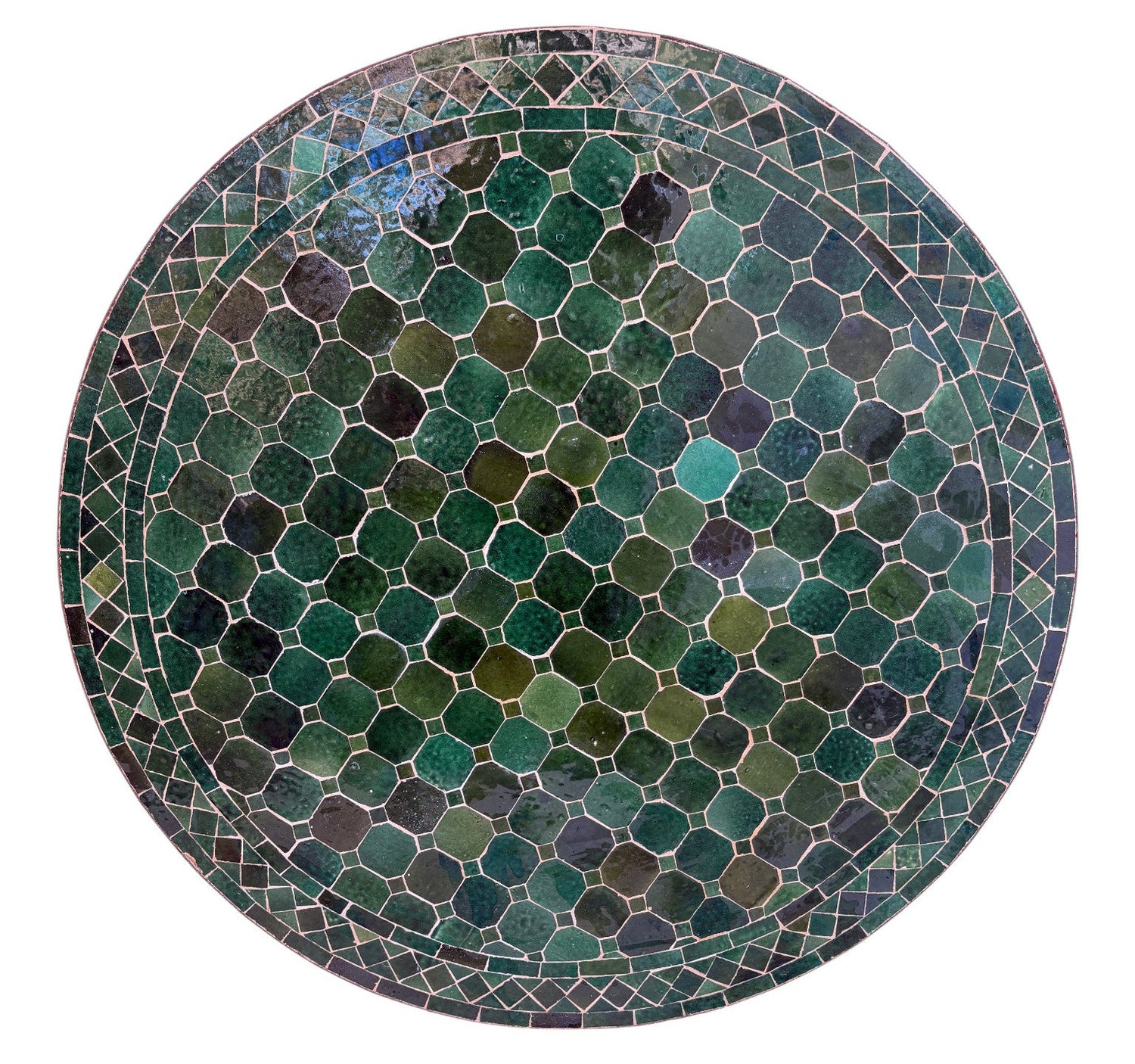 36" Green Round Mosaic Tile Table Top