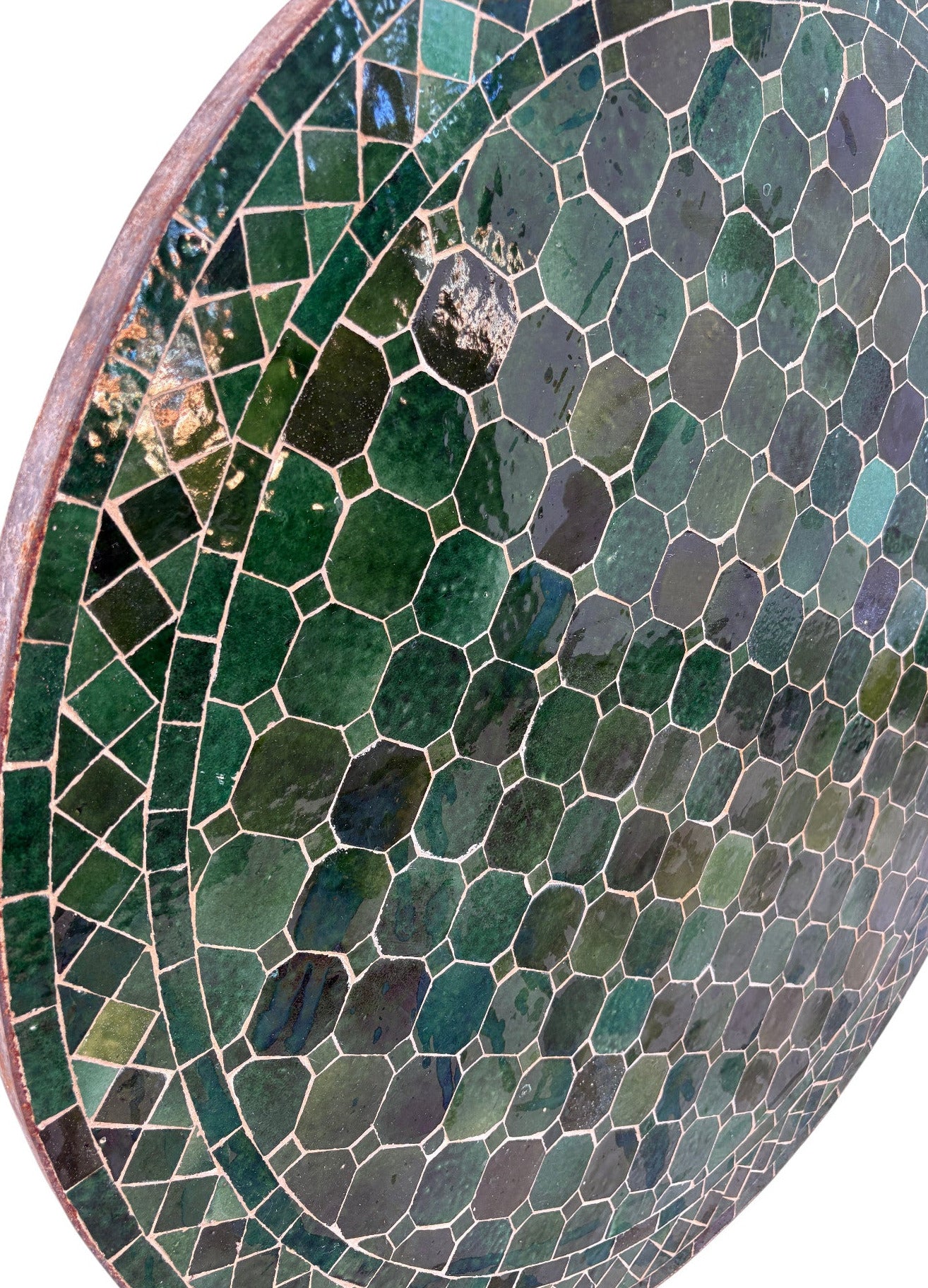 36" Green Round Mosaic Tile Table Top