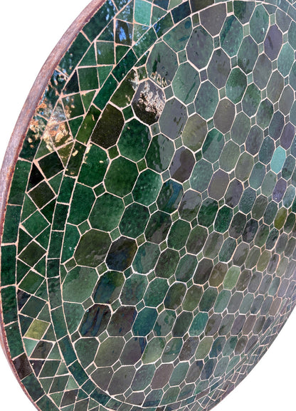 36" Green Round Mosaic Tile Table Top