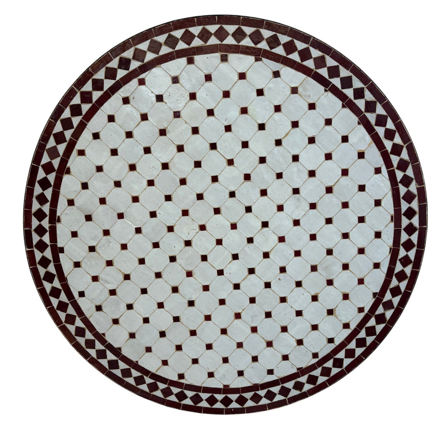 36" Red and White Mosaic Tile Table Top