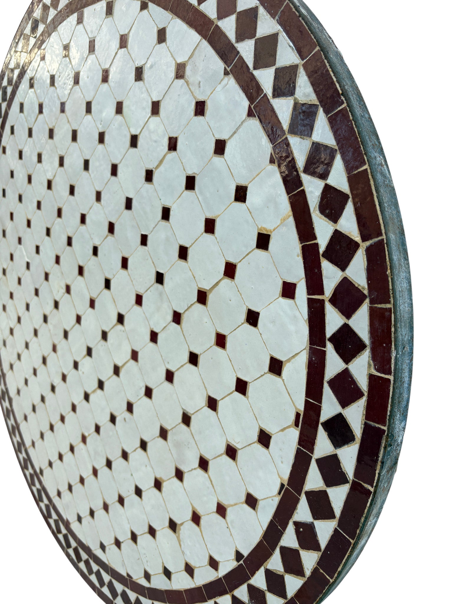 36" Red and White Mosaic Tile Table Top