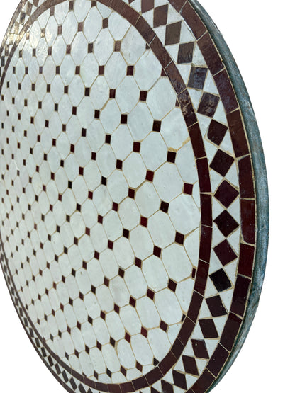 36" Red and White Mosaic Tile Table Top
