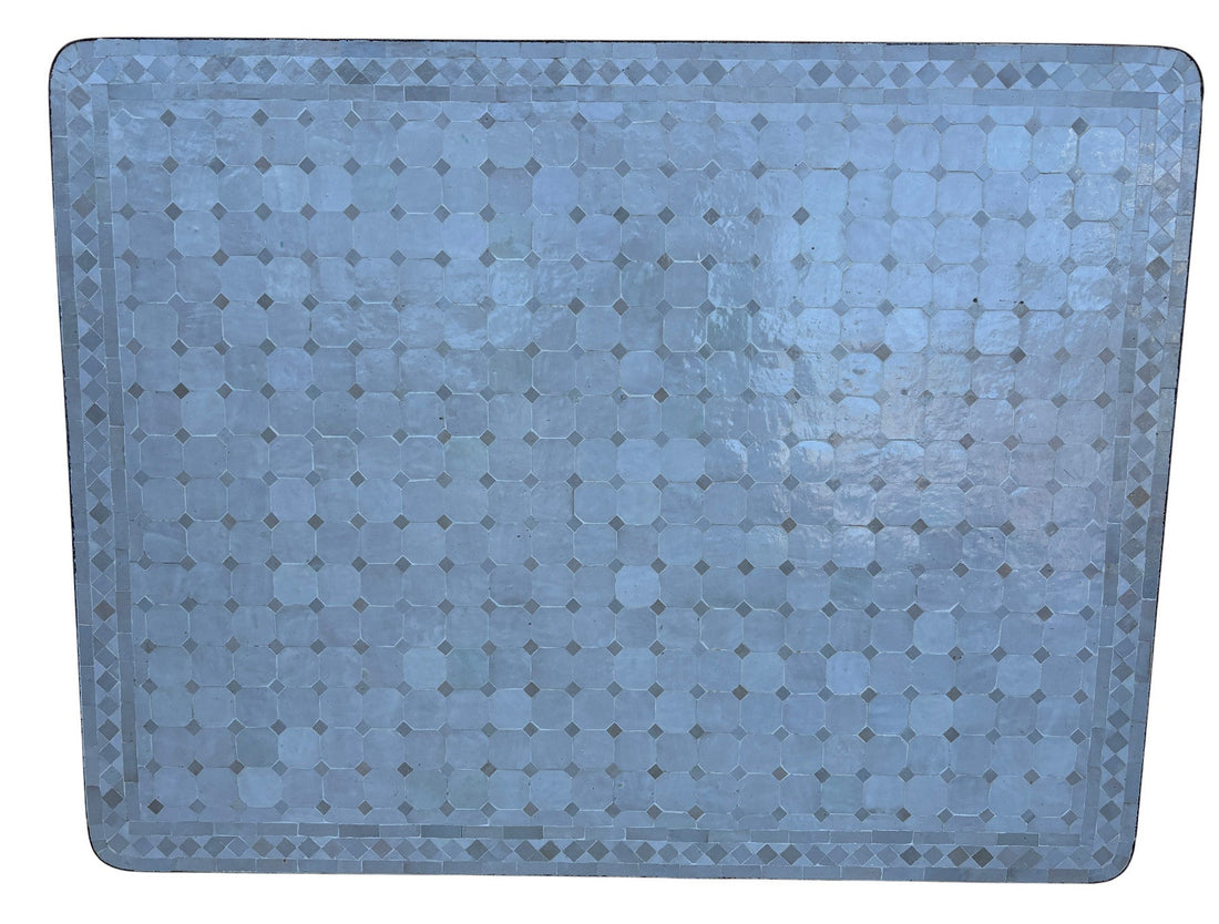 40"W x 51"L White and Beige Rectangle Mosaic Tile Table Top