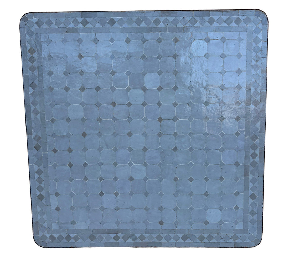 32" White and Beige Square Mosaic Tile Table Top