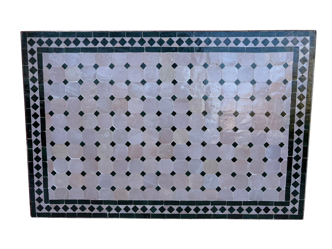 24"W x 36"L Beige and Green Mosaic Tile Table Top