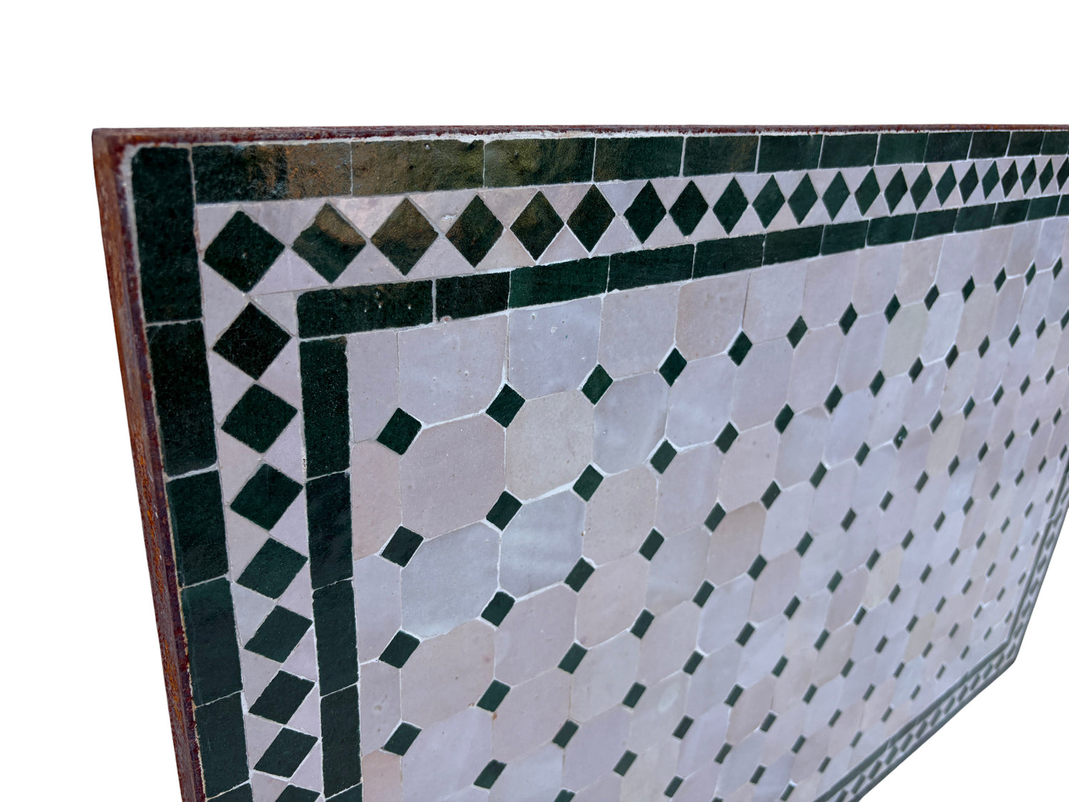 24"W x 36"L Beige and Green Mosaic Tile Table Top