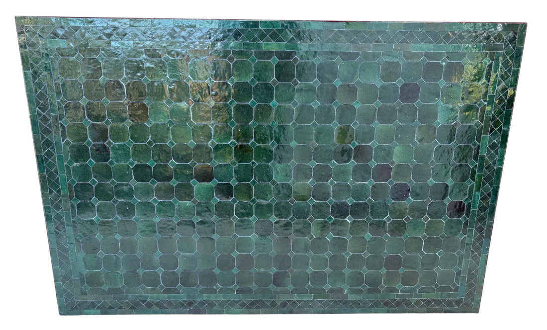 32"W x 48"L Green Rectangle Mosaic Tile Table Top