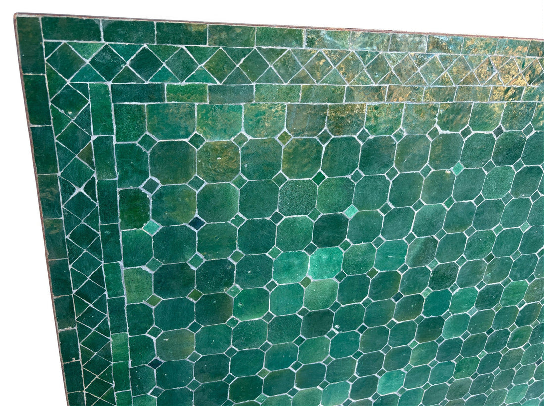 40"W x 120"L Green Rectangle Mosaic Tile Table Top