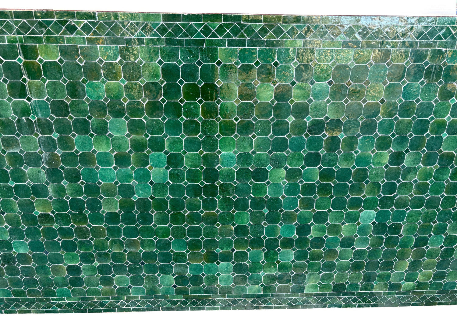40"W x 120"L Green Rectangle Mosaic Tile Table Top