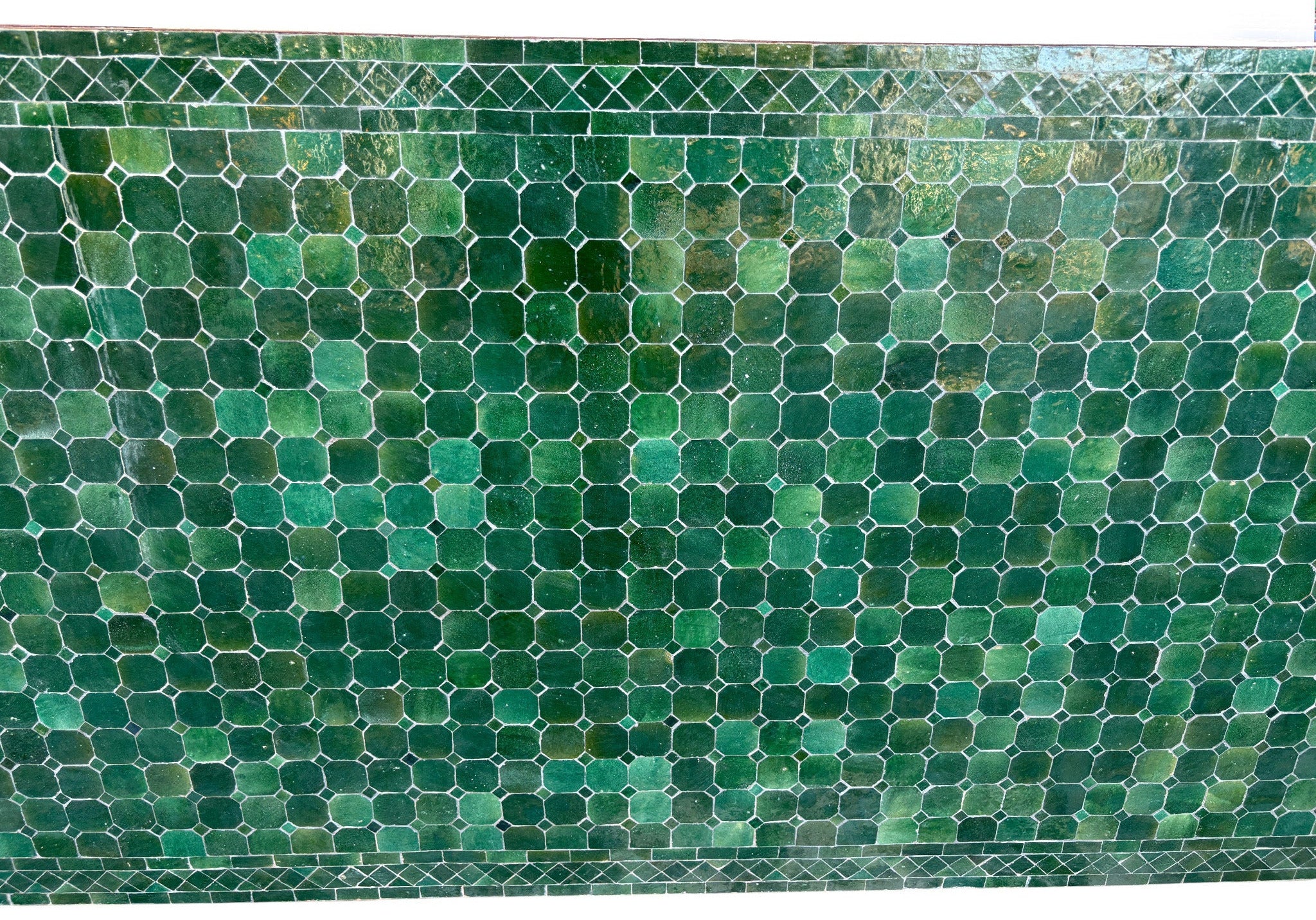 40"W x 120"L Green Rectangle Mosaic Tile Table Top