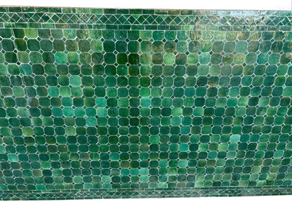 40"W x 120"L Green Rectangle Mosaic Tile Table Top