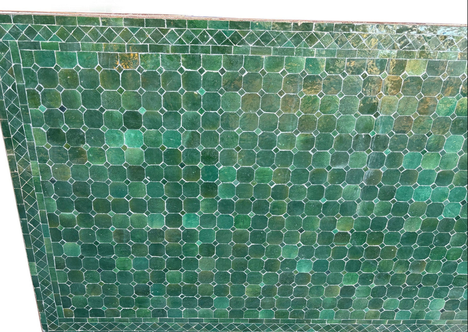 40"W x 120"L Green Rectangle Mosaic Tile Table Top