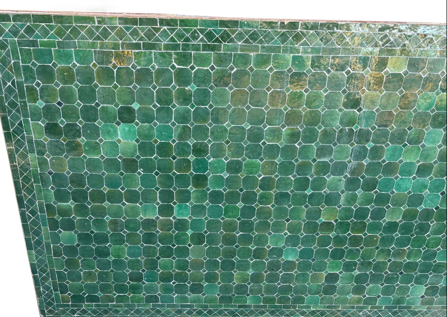 40"W x 120"L Green Rectangle Mosaic Tile Table Top