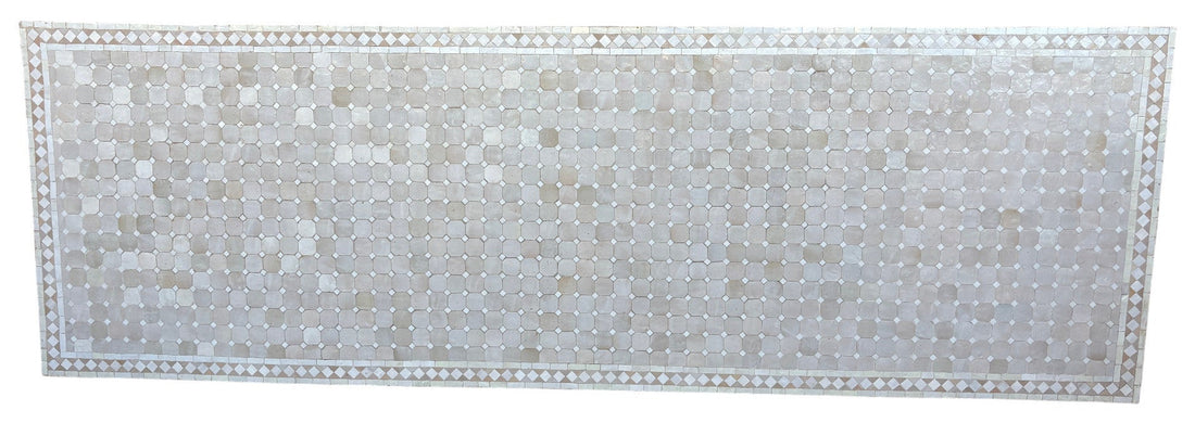 40"W x 120"L White and Beige Rectangular Mosaic Tile Table Top