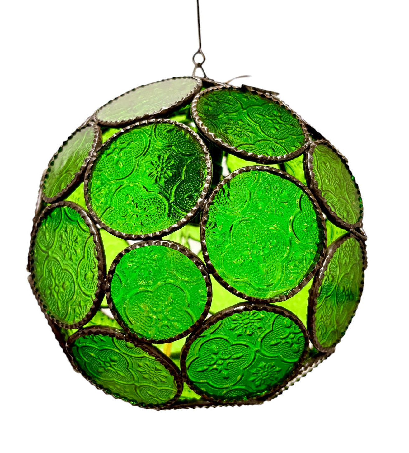 Sphere Embossed Glass Cast Zinc Lamp